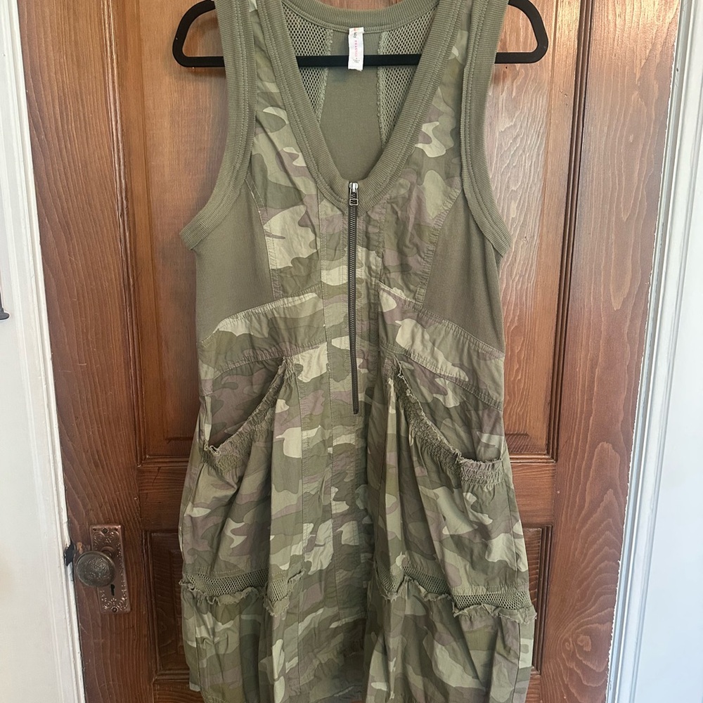 Camo Midi Dress with Front Zip by Daily Practice
